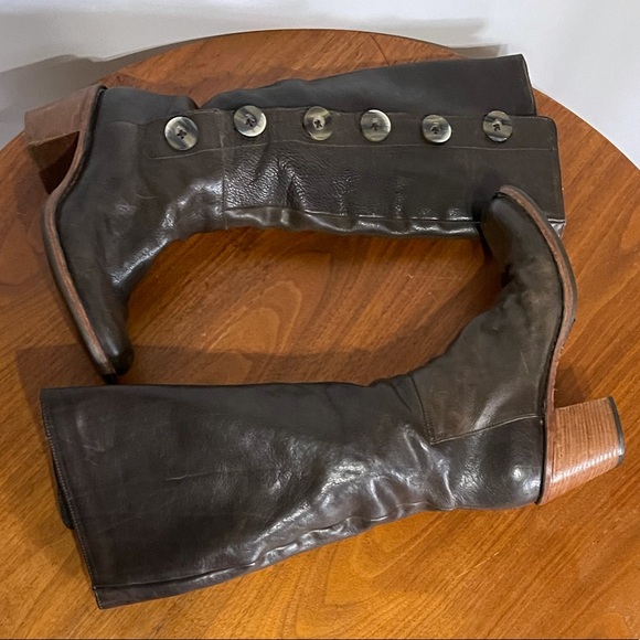 Fiorentini + Baker Brown Button Up Boots Heeled Moto Italy 37 - Picture 11 of 15